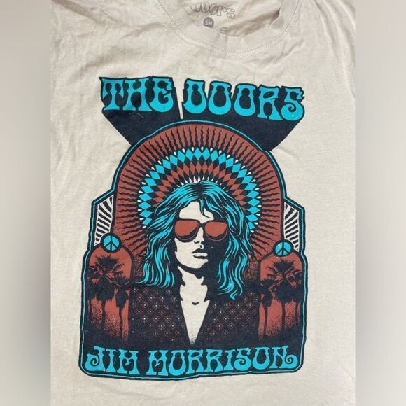 The Door Jim Morrison Graphic T-shirt Women Small Beige Short Sleeve Music - Picture 2 of 6